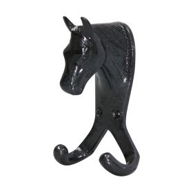 Perry Equestrian Horse Head Double Stable/Wall Hook Black