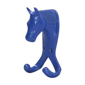 Perry Equestrian Horse Head Double Stable/Wall Hook Blue