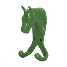 Perry Equestrian Horse Head Double Stable/Wall Hook Green