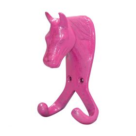 Perry Equestrian Horse Head Double Stable/Wall Hook Pink