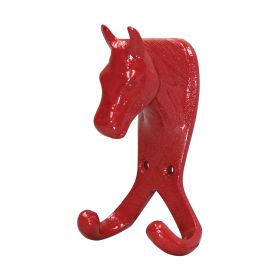 Perry Equestrian Horse Head Double Stable/Wall Hook Red