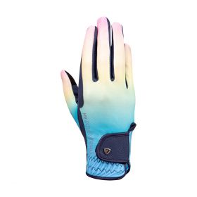 Hy Equestrian Ombre Childs Riding Gloves - Navy/ Pastel Rainbow - HY