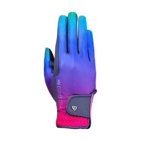 Hy Equestrian Ombre Riding Gloves - Navy/Pastel Rainbow - HY