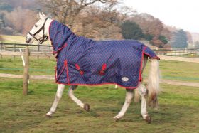 Rhinegold Torrent No Fill Full Neck Turnout Rug Navy - Red - Rhinegold