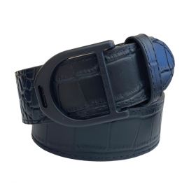 Equetech Stirrup Leather Belt 35mm - Black Snakeskin - Black