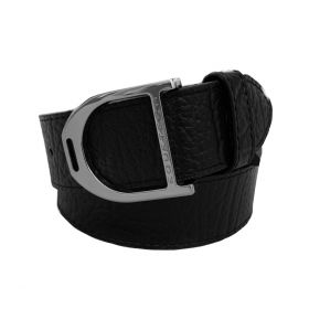 Equetech Stirrup Leather Belt 35mm - Black Texture - Silver
