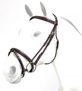 Equipe Emporio Fancy Stitch Flash Bridle -Extra Full-Brown with Brass