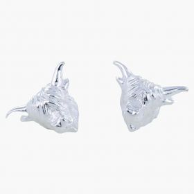 Reeves & Reeves Sterling Silver Highland Cow Stud Earrings