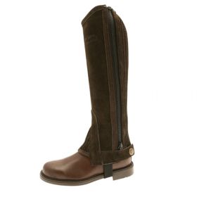 Tuffa Suede Half Chaps Adults-Brown-Extra Small-Standard - Tuffa Boots
