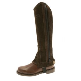 Tuffa Suede Half Chaps Adults-Brown-Medium-Short - Tuffa Boots