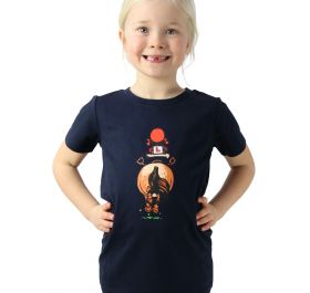 Hy Equestrian Thelwell Collection Childrens Badge T-Shirt - Navy - HY