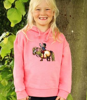 Hy Equestrian Thelwell Collection Childrens Badge Hoodie - Pink - HY