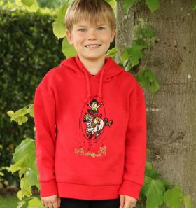 Hy Equestrian Thelwell Collection Childrens Badge Hoodie - Red - HY