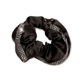Equetech Satin Deluxe Crystal Hair Scrunchie - Navy - Equetech