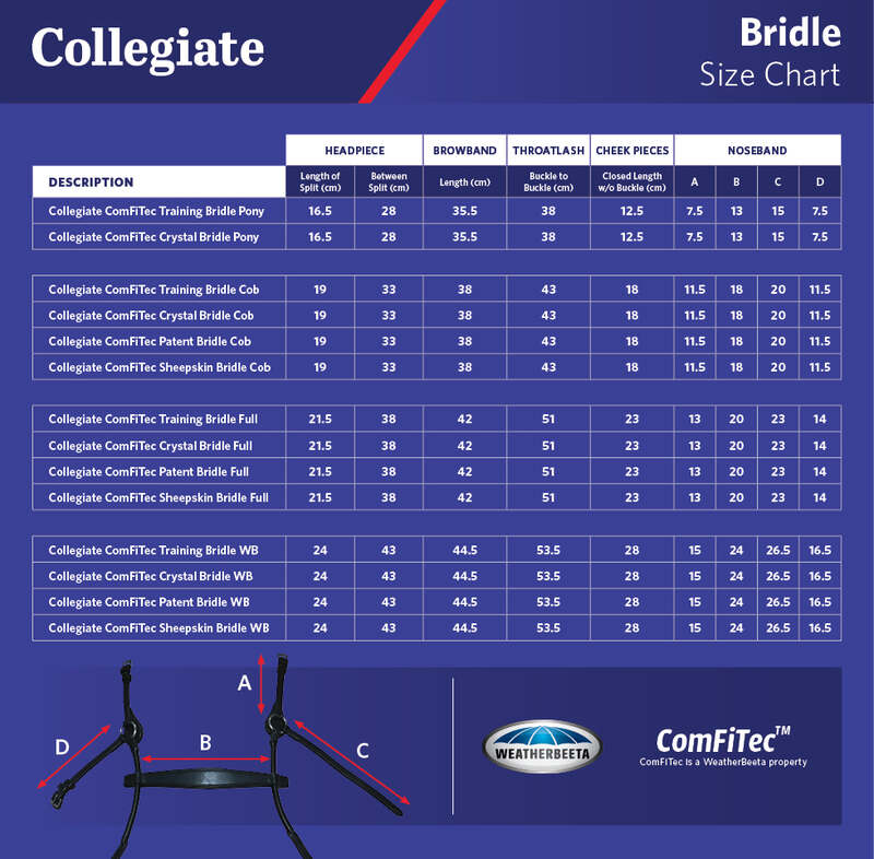 Collegiate Bridle Size Chart