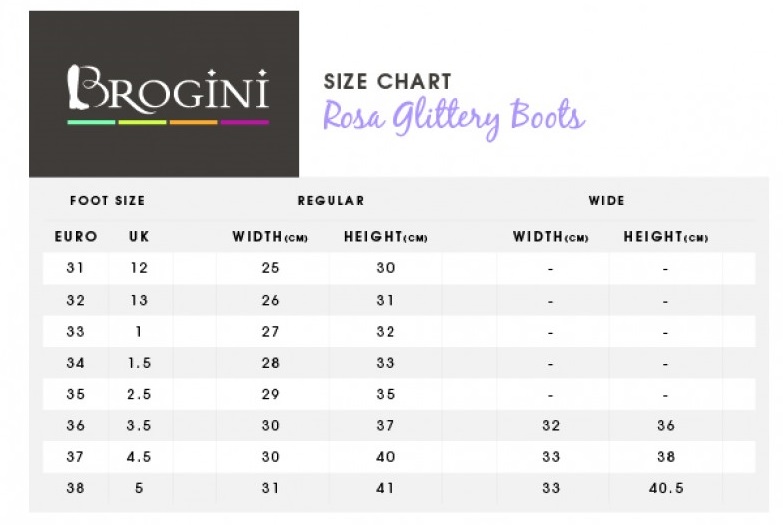 Brogini Rosa Size Chart