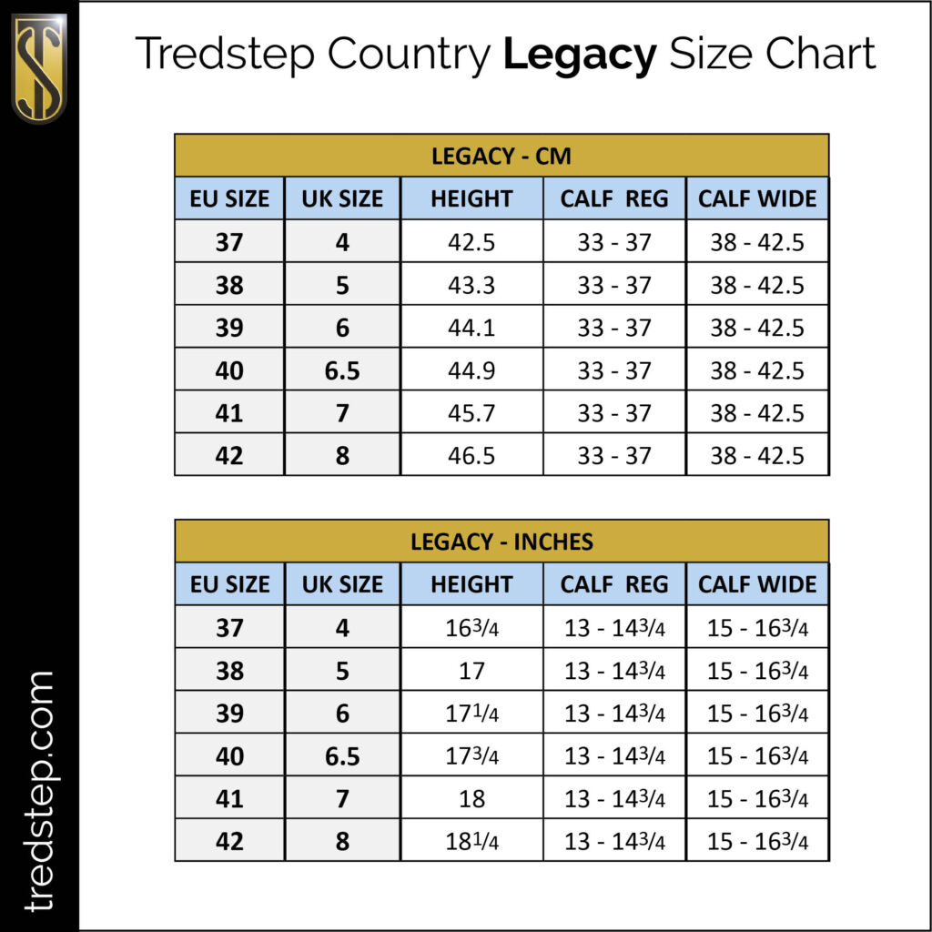 Legacy size Chart